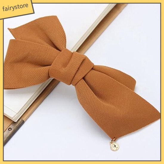 Kẹp Tóc Hình Nơ Vải Trơn Màu Đơn Giản Thanh Lịch Dành Cho Nữ