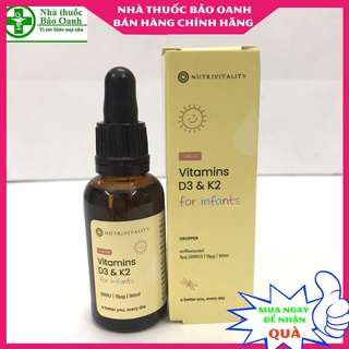 Vitamin D3 & K2 MK7 cho bé Nutrivitality Anh D3K2 D3 K2 D3&K2