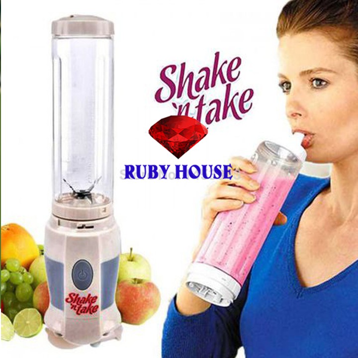 [CHÍNH HÃNG]Máy xay sinh tố 2 cốc Shake, Máy xay cầm tay đa năng 2 cối xay kèm vòi hút tiện dụng - Ruby House