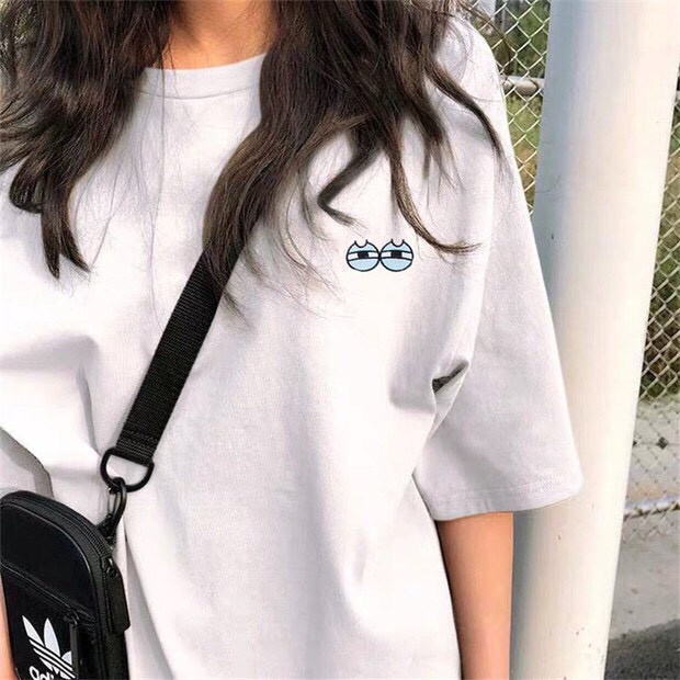 Áo thun tay lỡ form rộng - phông nam nữ cotton oversize - T shirt thêu đôi mắt - 2N Unisex