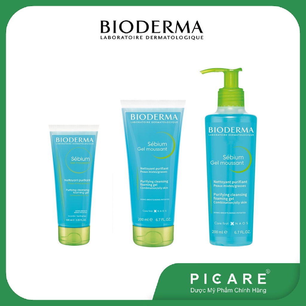 Sữa rửa mặt dạng gel hỗ trợ ngăn ngừa mụn dành cho da hỗn hợp da dầu da mụn Bioderma Sebium Gel Moussant