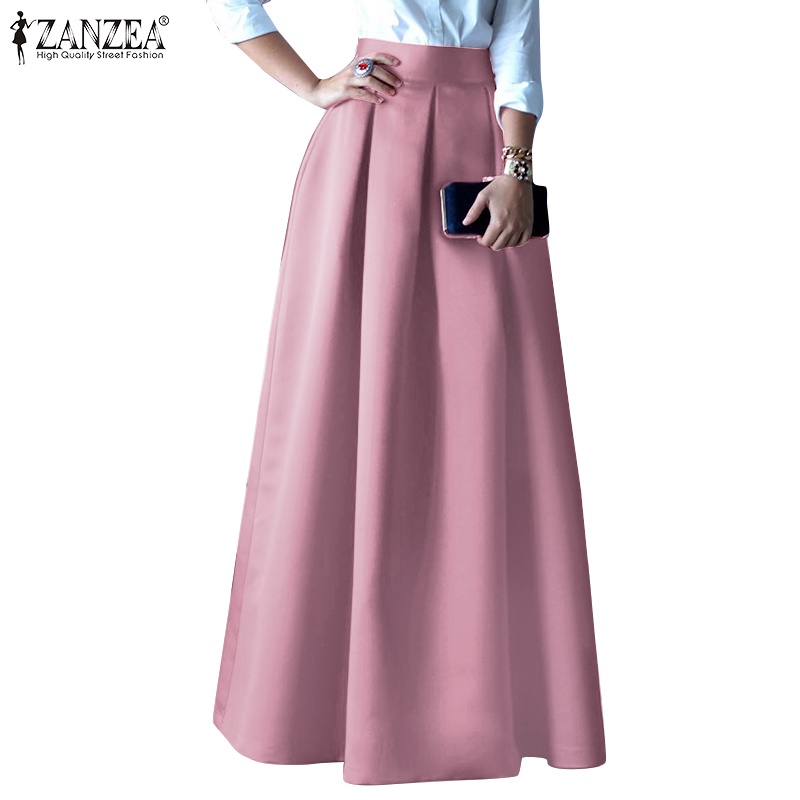 Chân váy ZANZEA dáng chữ A lưng cao màu trơn thời trang
