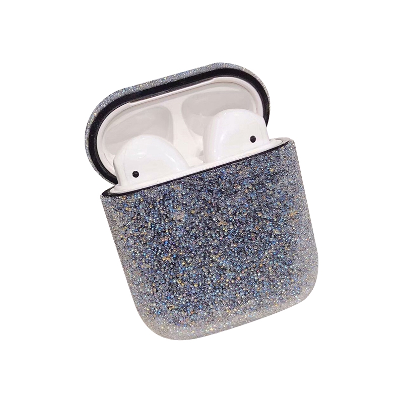Vỏ bảo vệ hộp sạc tai nghe không dây Airpods bằng nhựa PC cứng trang trí kim tuyến lấp lánh | BigBuy360 - bigbuy360.vn