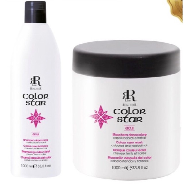 Dầu Gội Kem Hấp Ủ Phục Hồi Tóc Giữ Màu Cho Tóc Nhuộm RR Line Color Star 1000ml*2