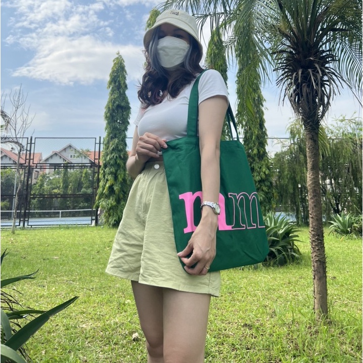 Túi tote Hazin vải canvas ulzzang unisex in chữ có khoá miệng ngăn phụ nhỏ HZ58