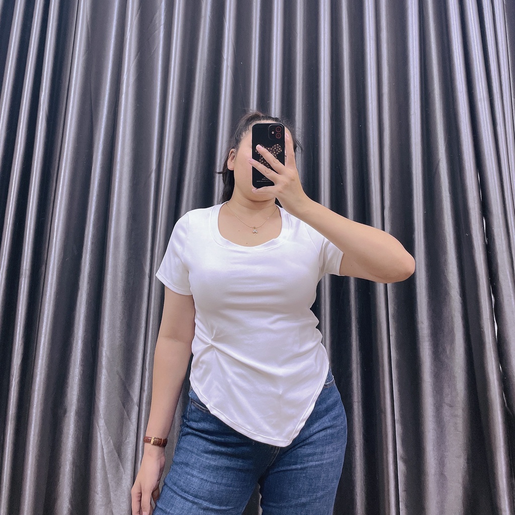 Áo Thun Kiểu Xoắn Bụng Cổ Tròn Bigsize Cô Nhỏ,Áo Phông Kiểu Cổ Tròn Có Size Thun Borib Cao Cấp A45 (HÌNH+VIDEO THẬT)