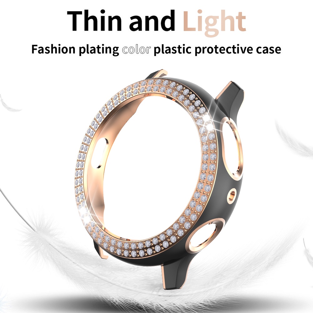 Ốp Bảo Vệ Bằng PC Cứng Hai Màu Đính Đá Sang Trọng Cho Samsung Galaxy Watch Active 2 44/40mm