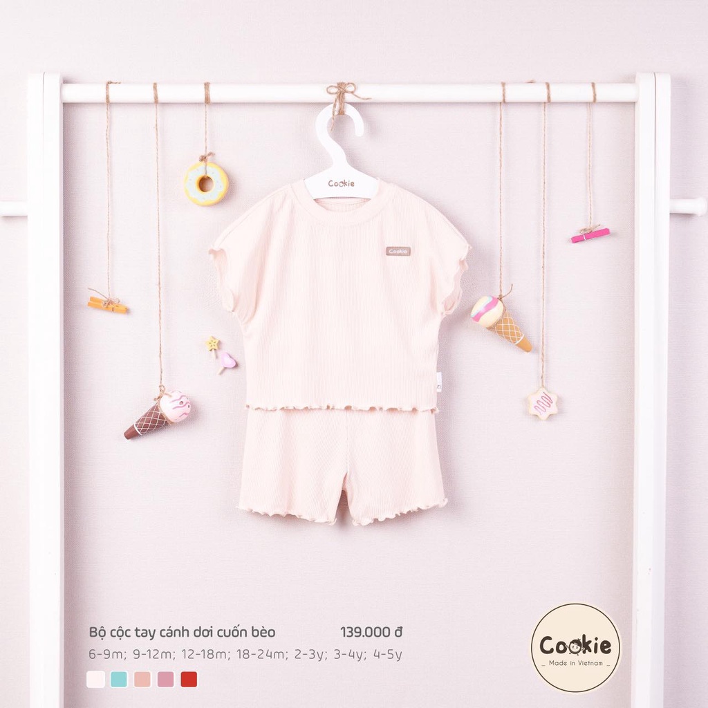 Bộ cộc tay cánh dơi cuốn bèo bé gái cookie thời trang bé gái mùa hè