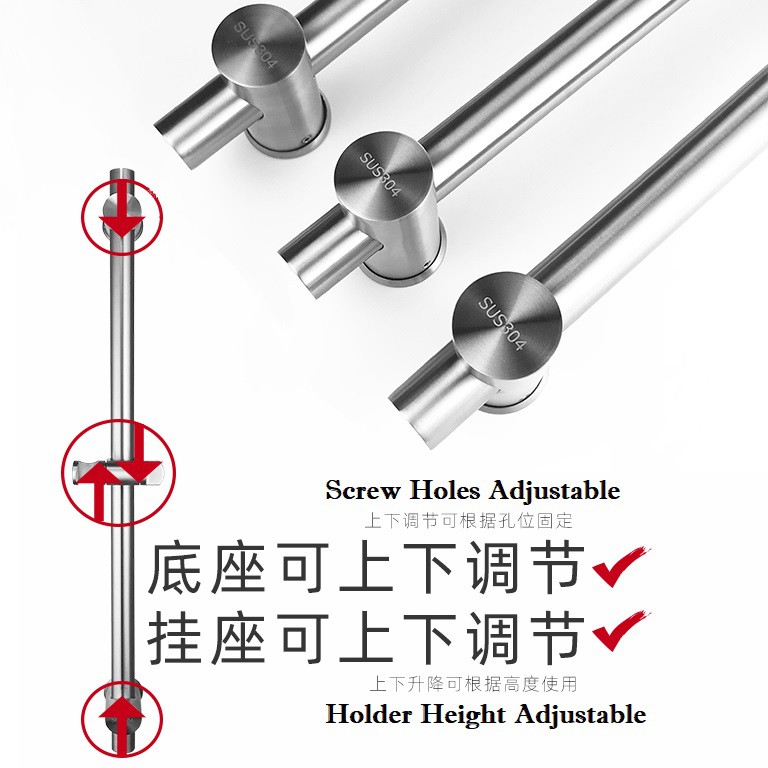 Đế Cài Giá Đỡ Vòi Hoa Cho Tay Sen, Treo Vòi Sen Tắm Chỉnh Được Góc, Xoay Thanh Nâng Điều Chỉnh Độ Cao, Thép Không Gỉ