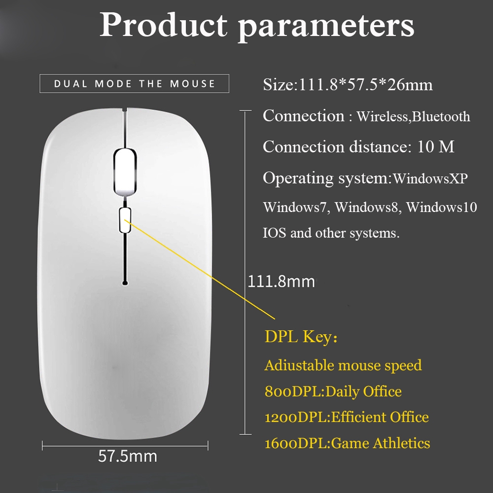 MYRON Work Long New PC Laptop Ultra Thin Super Slim Wireless Bluetooth Mouse