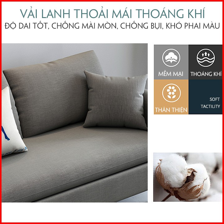 Ghế sofa chữ L cao cấp, bộ ghế sofa phòng khách, sofa giá rẻ kích thước 210x128x80cm màu xám nhạt