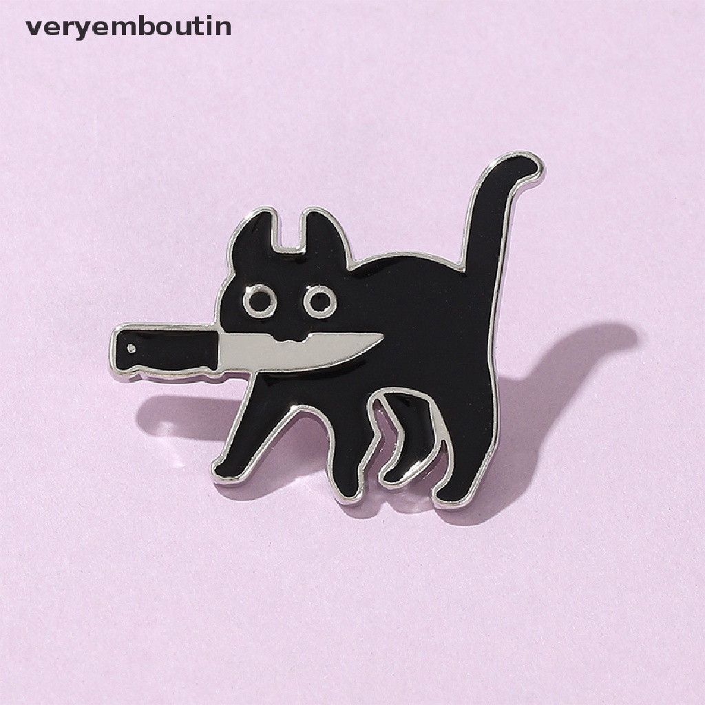 Trâm cài áo hình chú mèo đen hoạt hình sáng tạo vui nhộn