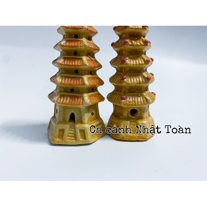 THÁP BẰNG SỨ TRANG TRÍ HỒ CÁ NON BỘ CAO 7CM