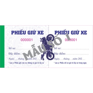 Phiếu giữ xe in sẵn - block 10 cuốn