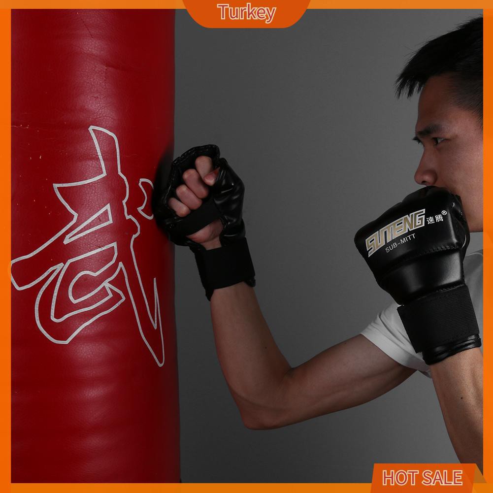Găng Tay Da Pu Hở Ngón Tập Boxing Muay Thai