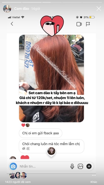 Thuốc nhuộm màu cam (cam đào) kèm trợ dưỡng găng tay | BigBuy360 - bigbuy360.vn