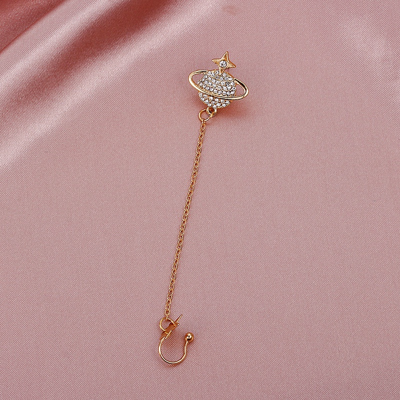 Khuyên tai chuỗi dài đính đá Zircon không cần lỗ thiết kế mới sáng tạo