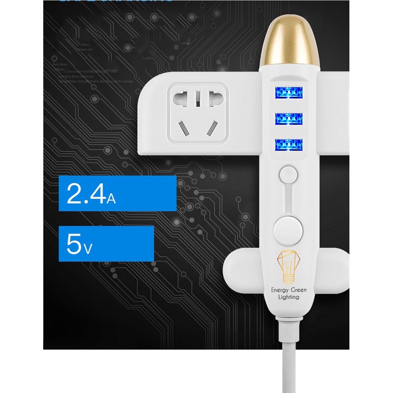 Ổ Cắm Điện Thông Minh Energy Green Lighting  Hình Máy Bay Có Đèn Ngủ Chuyển Đổi Đa Chức Năng - Có Đầu Cắm USB
