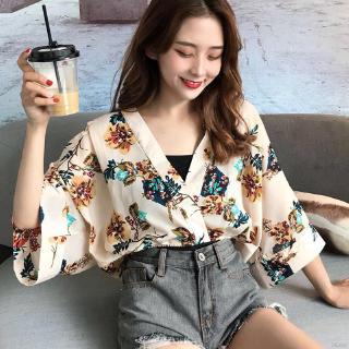 Set áo tay cánh dơi cổ chữ V + chân váy dài thời trang cho nữ