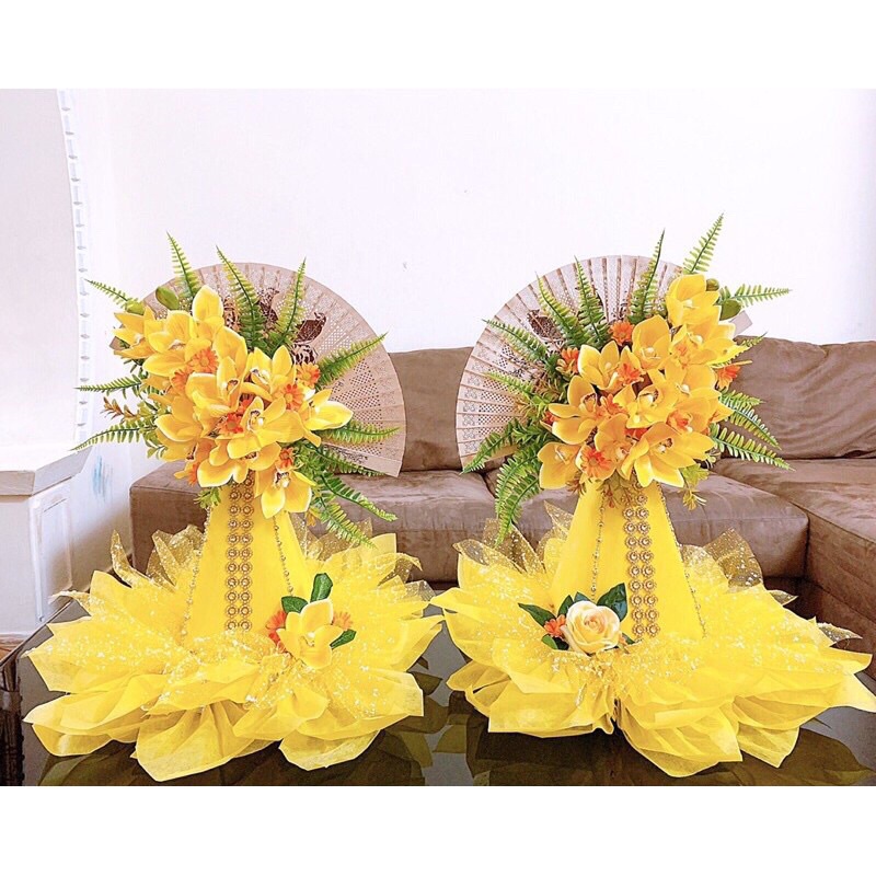 Quạt gỗ xếp làm oản tháp bánh trang trí phong cách cổ trang độc đáo,đẹp và sẵn kho