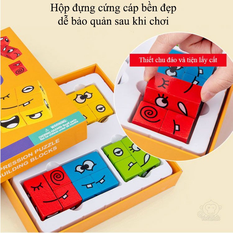 Đồ Chơi Lắp Ráp Biểu Cảm Khuôn Mặt Bằng Gỗ Dành Cho Bé Montes Kids