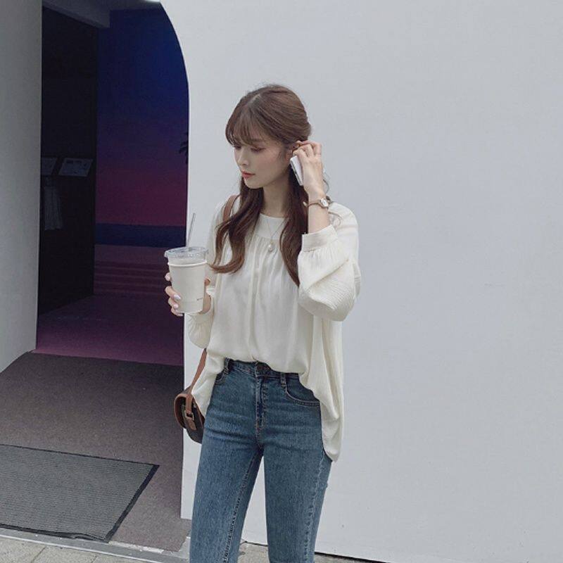 IELGY Áo Sơ Mi chiffon Tay Dài Cổ Vuông Ngọt Ngào Phong Cách Pháp Thời Trang Cho Nữ