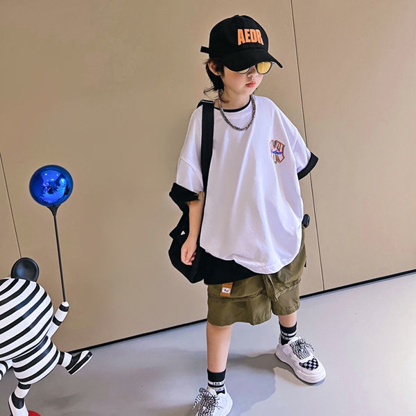 Áo Thun 100% Cotton Tay Ngắn Dáng Suông Năng Động Thời Trang Hè 2022 Từ 3-4 - 5-6 - 7 Đến 8-9 Đến 10-11 - 12 Tuổi Áo Thun