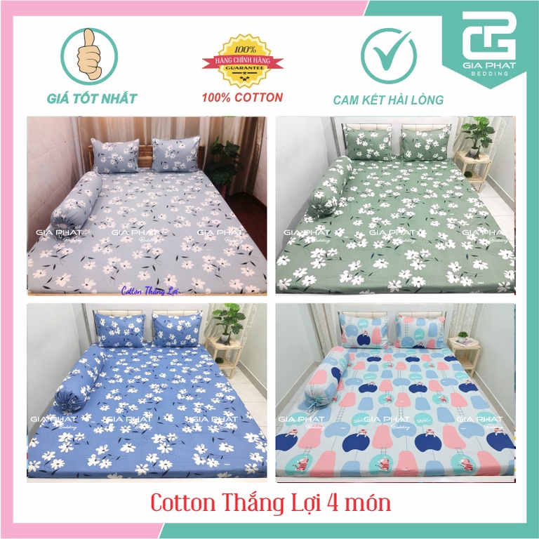 [ Link 2] Bộ ga giường gối Cotton Thắng Lợi 4 món 100% chuẩn logo ( được chọn mẫu)