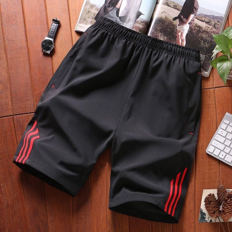Quần Short Thể Thao Bằng Lụa Lạnh Nhanh Khô Dáng Rộng Cỡ Lớn Màu Đen Hình Chim Cho Nam