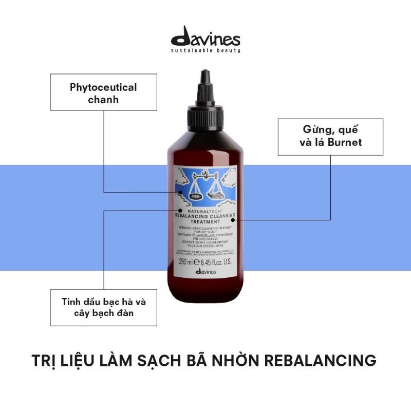 SẢN PHẨM LÀM SẠCH DA ĐẦU DẦU DAVINES REBALANCING CLEANSING TREATMENT 250ML - 1000ML