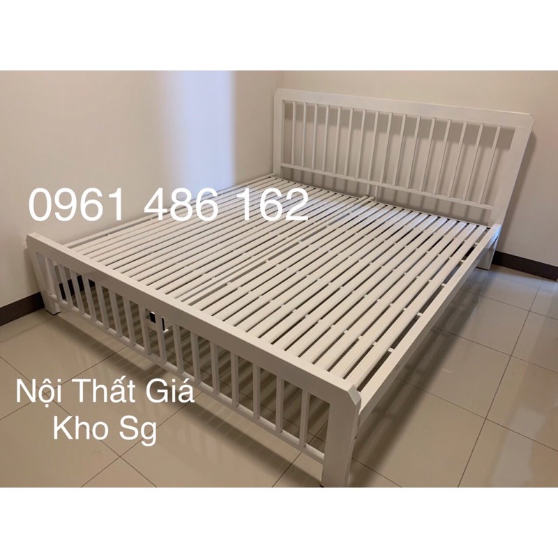 Giường Sắt khung hộp 4x8 cao cấp - Bảo hành 2 năm - freeship hcm (hình thật)