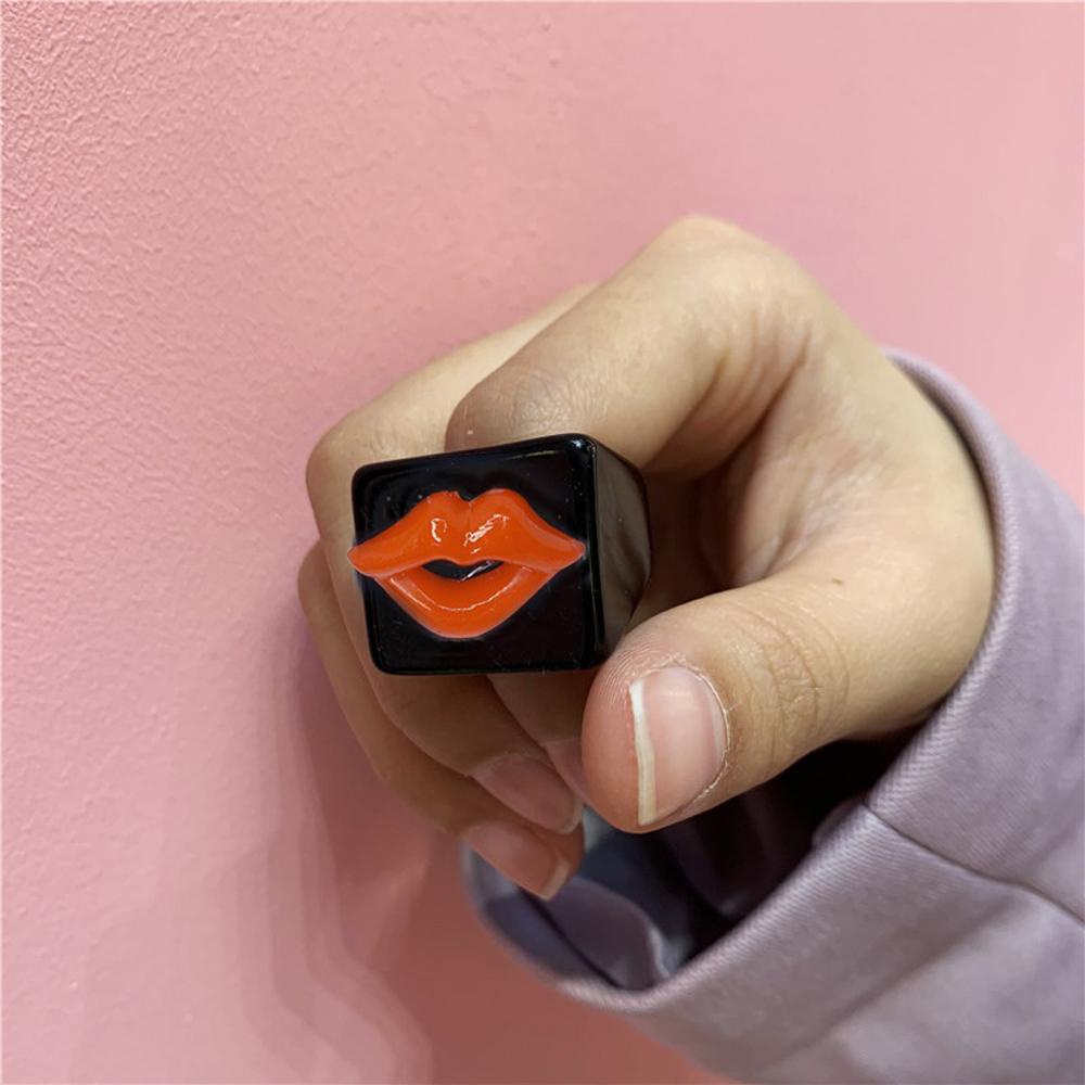 Nhẫn Acrylic Trong Suốt Hình Vuông Phong Cách Punk Cá Tính