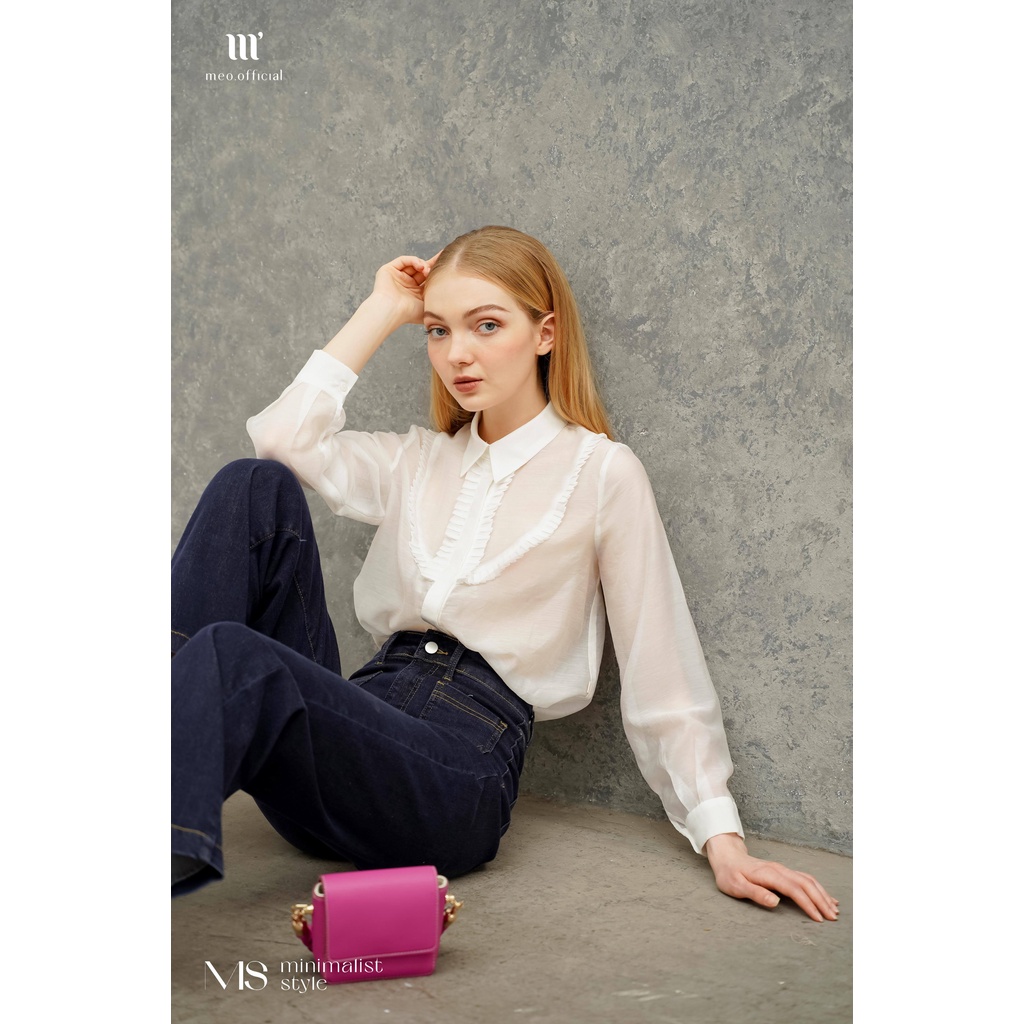 Áo sơ mi công sở nữ Méo shop phong cách Hàn Quốc dài tay Muslin