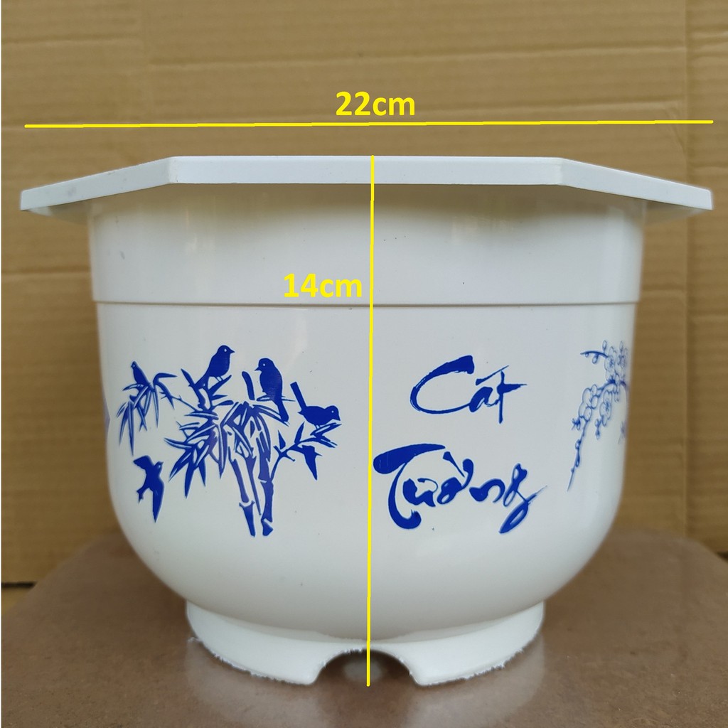 Chậu nhựa trồng cây, chậu treo trồng hoa kiểng cát tường như ý (cao 14cm, rộng 22cm)