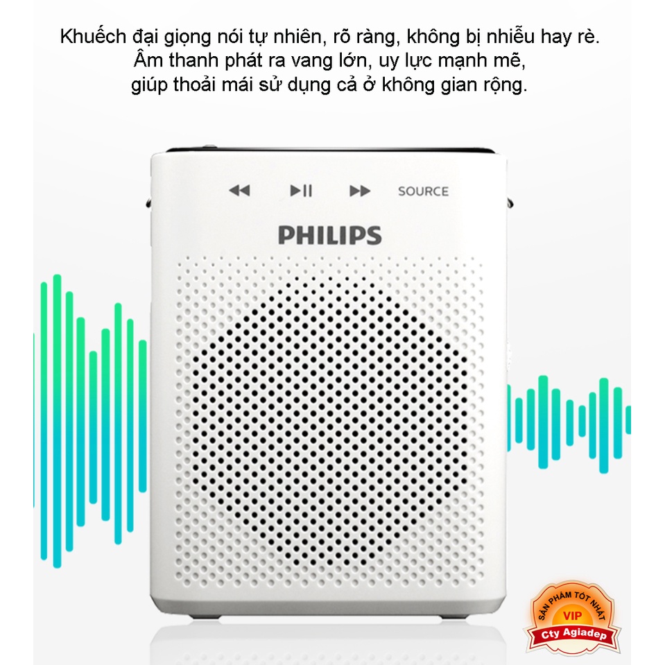 Mic trợ giảng Hàng hiệu Philips UHF kiêm Loa Bluetooth cho Giáo viên MC