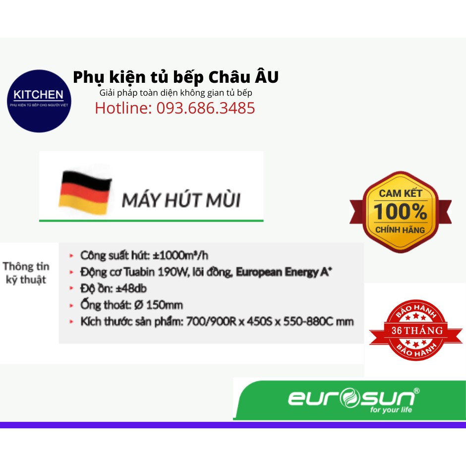 Hút mùi kính cong Eurosun EH- 70(90)K20(25) chính hãng | BigBuy360 - bigbuy360.vn