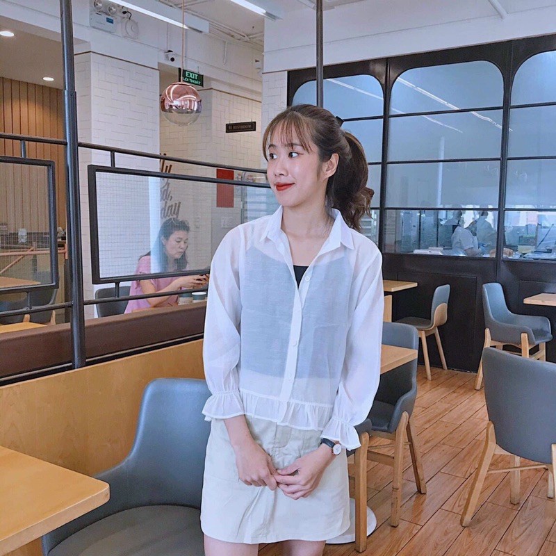 SET ÁO MODI TOP gồm áo sơmi trắng và áo 2 dây đen Thiết kế nhẹ nhàng, thanh lịch
