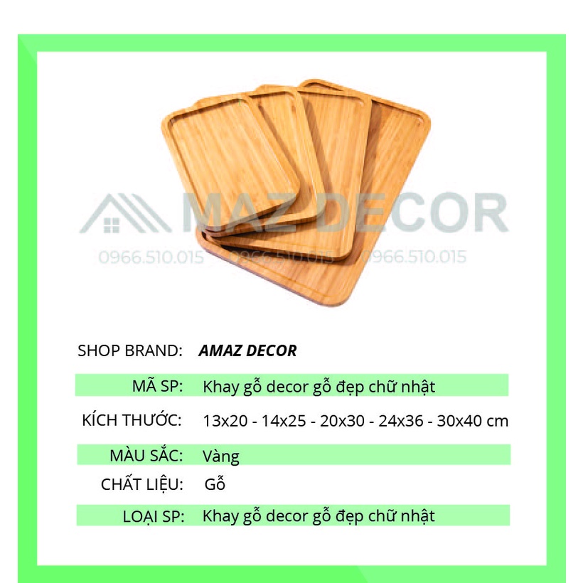 [Giá sỉ] Khay gỗ decor nhiều hình dáng, gỗ đẹp chữ nhật đựng trà đồ ăn dặm các cỡ
