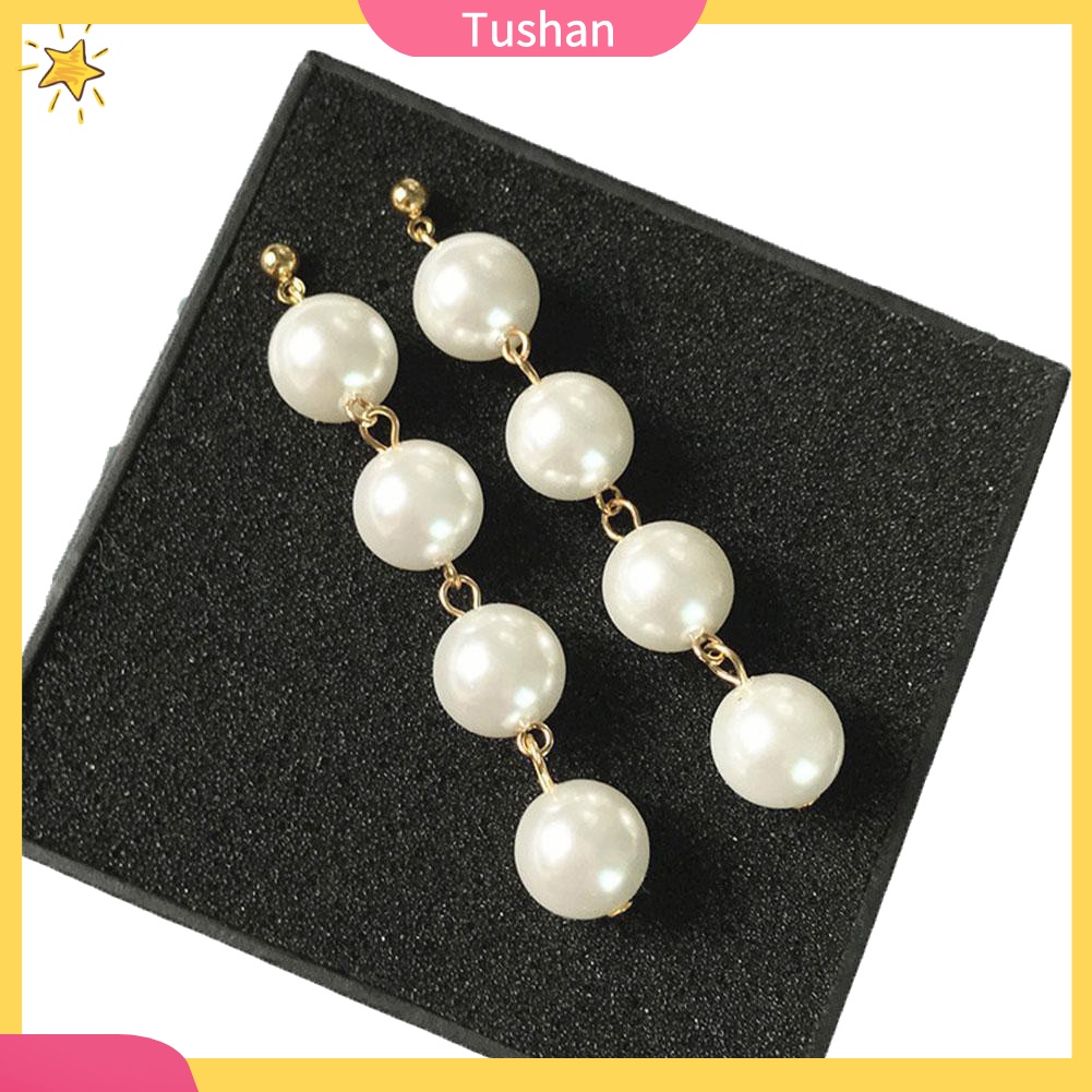 Khuyên Tai Dáng Dài Đính Ngọc Trai Nhân Tạo Thanh Lịch Cho Nữ