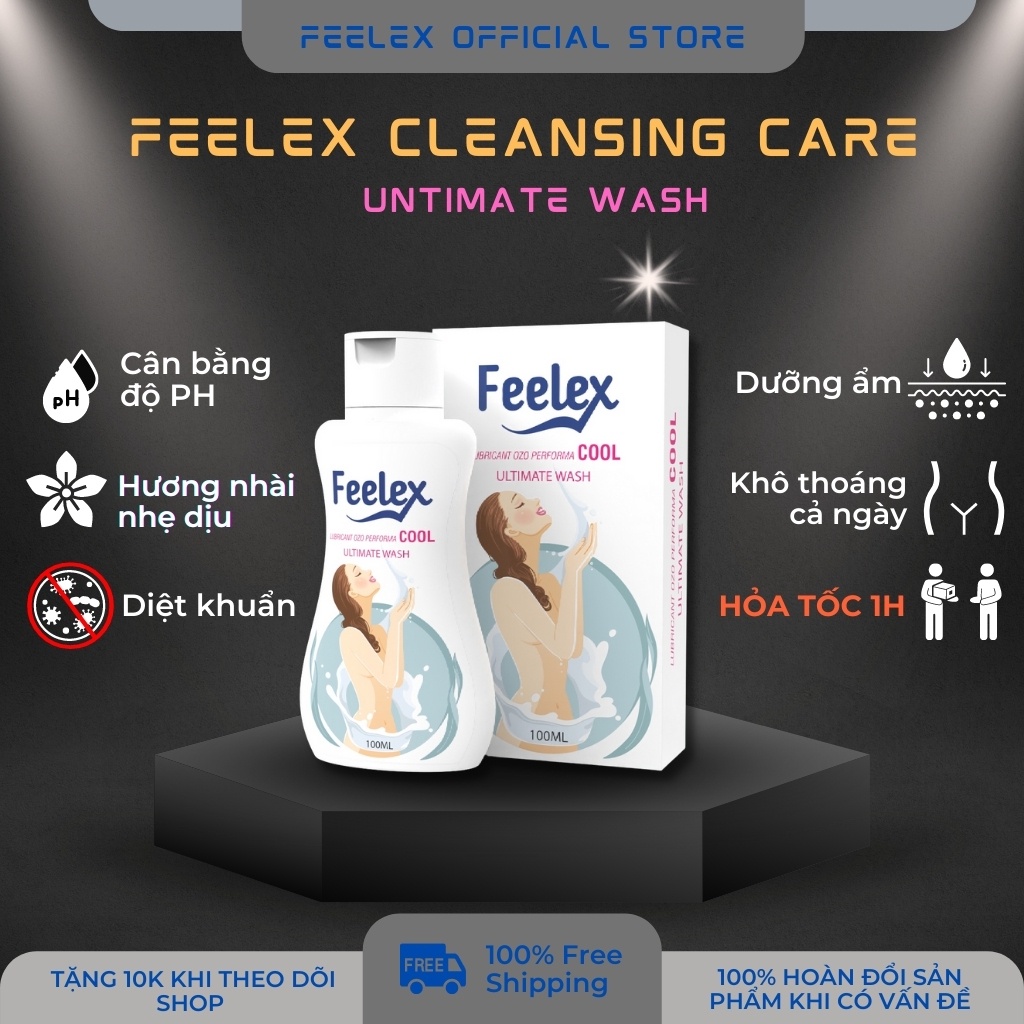 Dung dịch vệ sinh phụ nữ Feelex Daily  Intimate Wash làm hồng se khít khử mùi, diệt khuẩn loại bỏ viêm nhiễm  - Lọ 100ml