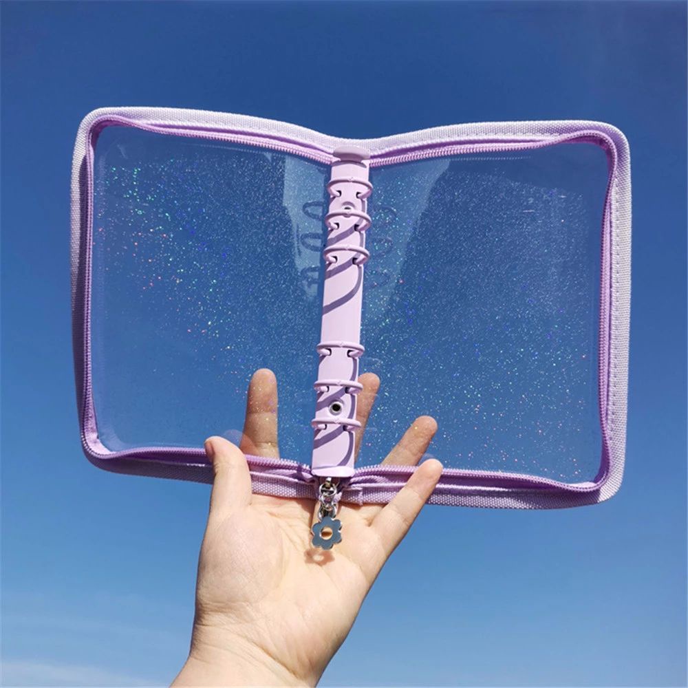 Sổ Tay Bìa Trong Suốt 6 Lỗ Khổ A5 / A6 Có Khóa Kéo Tiện Dụng 2life