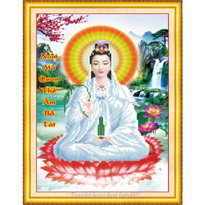 Tranh thêu chữ thập Phật bà LV3267 - tự thêu
