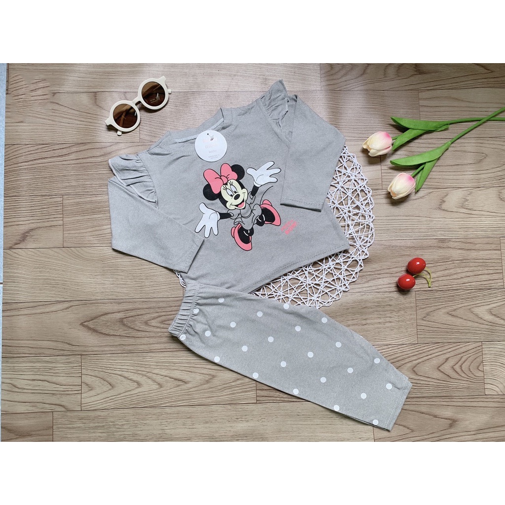 [MẪU MỚI] BỘ DÀI TAY BÈO NHÚN  MICKEY CHẤT COTTON MỀM MÁT SIÊU CUTE CHO BÉ YÊU 8-18KG. ẢNH CHỤP THẬT. VIDEO THẬT