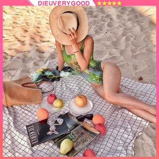 Thảm picnic chống nước khăn trải bàn thảm Caro PVC du lịch dã ngoại gấp gọn chống thấm decor