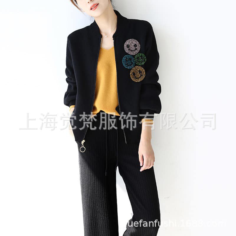 Áo boomber 🦋FREESHIP🦋 Áo khoác Quảng Châu cao cấp đính đá mặt cười | BigBuy360 - bigbuy360.vn