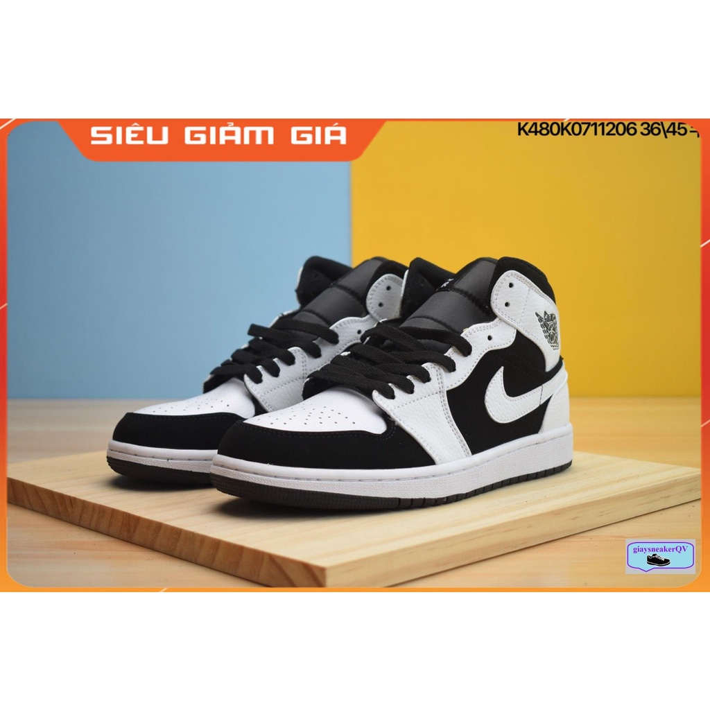 Giày thể thao nam nữ Air Jordan 1 Mid White Black xu hướng thời trang hot hit, năng động