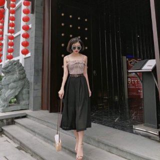 Quần culottes voan kèm belt