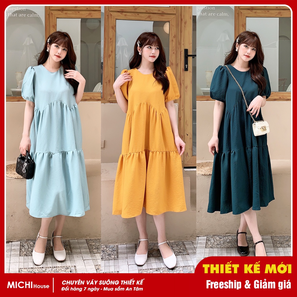 Đầm Babydoll Dáng Suông Dài MICHI House V383 Váy Xuông Chất Xốp Mát Freesize Dễ Mặc Xinh