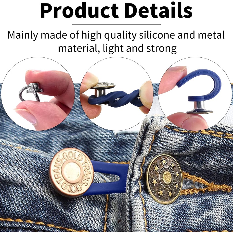 Phụ kiện nút silicone We Flower hỗ trợ nới rộng lưng quần jean co giãn có thể điều chỉnh cho nam nữ
