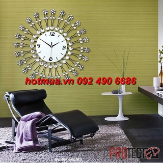 Đồng hồ treo tường trang trí hoa pha lê tuyết 60cm